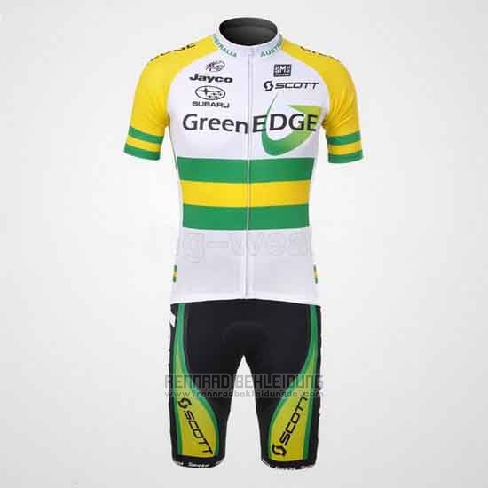 2012 Fahrradbekleidung GreenEDGE Champion Osterreich Trikot Kurzarm und Tragerhose